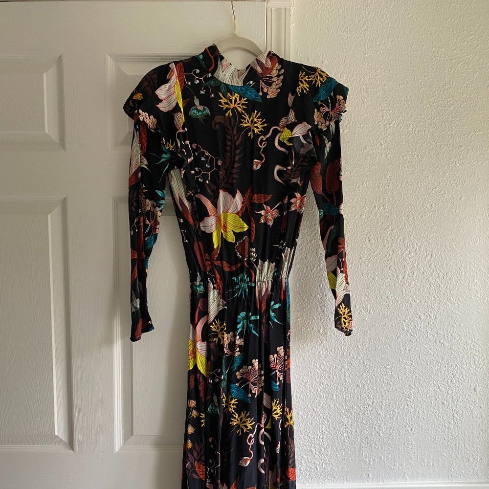 H&M Ruffle Long-sleeve dress, Japanese Floral